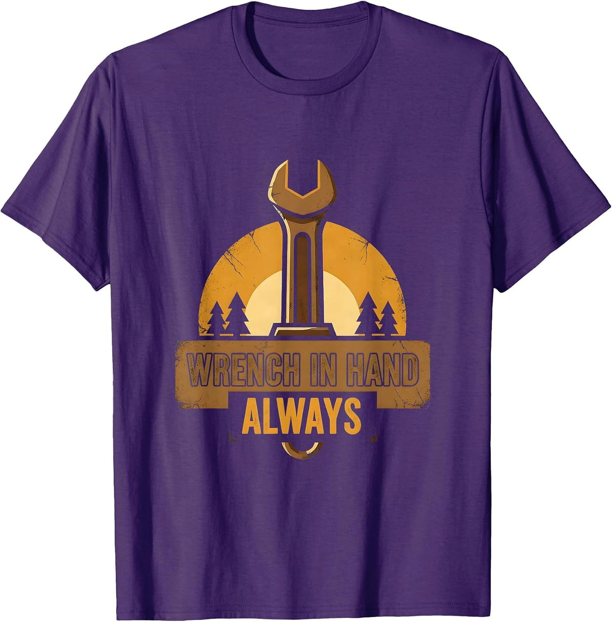 Men's Wrench In Hand Always Mechanic Design T-Shirt - Purple