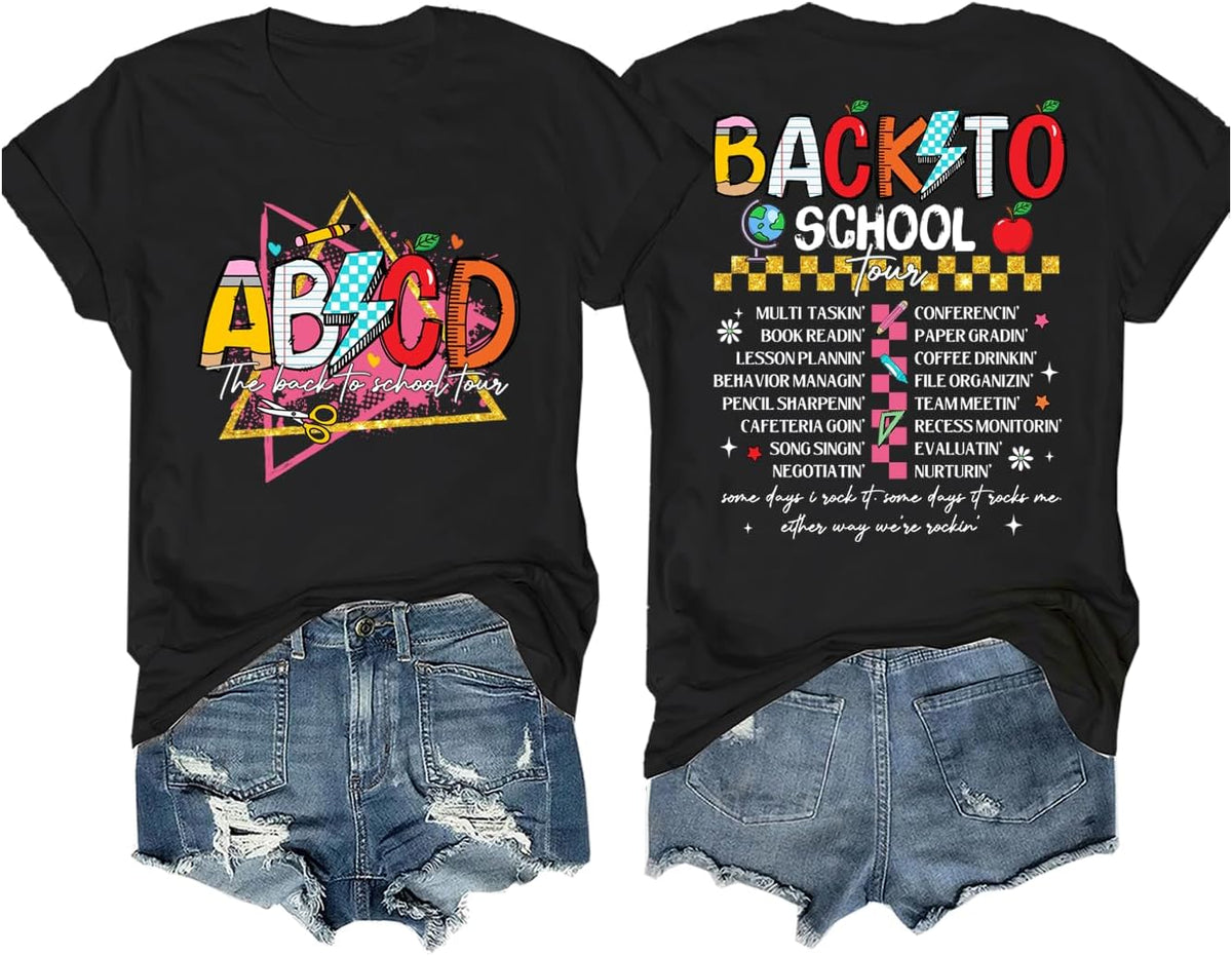 The Back to School Tour T-Shirt, ABCD Teacher Tour T-Shirt, ABCD The Back to School Tour Shirt, Unisex T-Shirt - Black