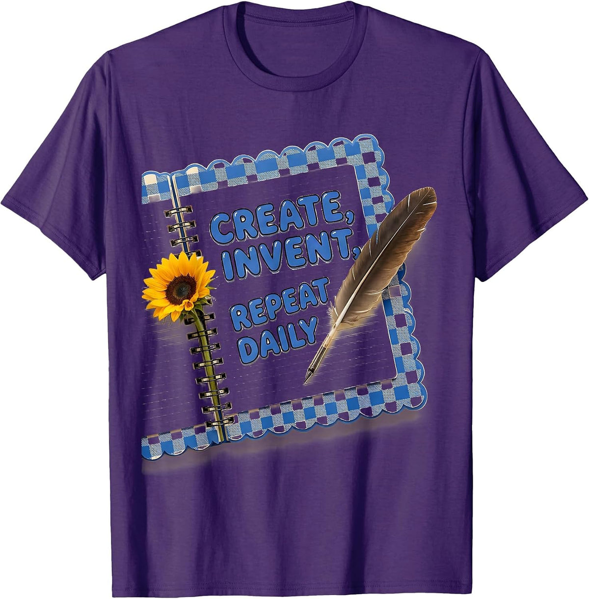 Men's Create Invent Repeat Daily Renaissance Man Design T-Shirt - Purple