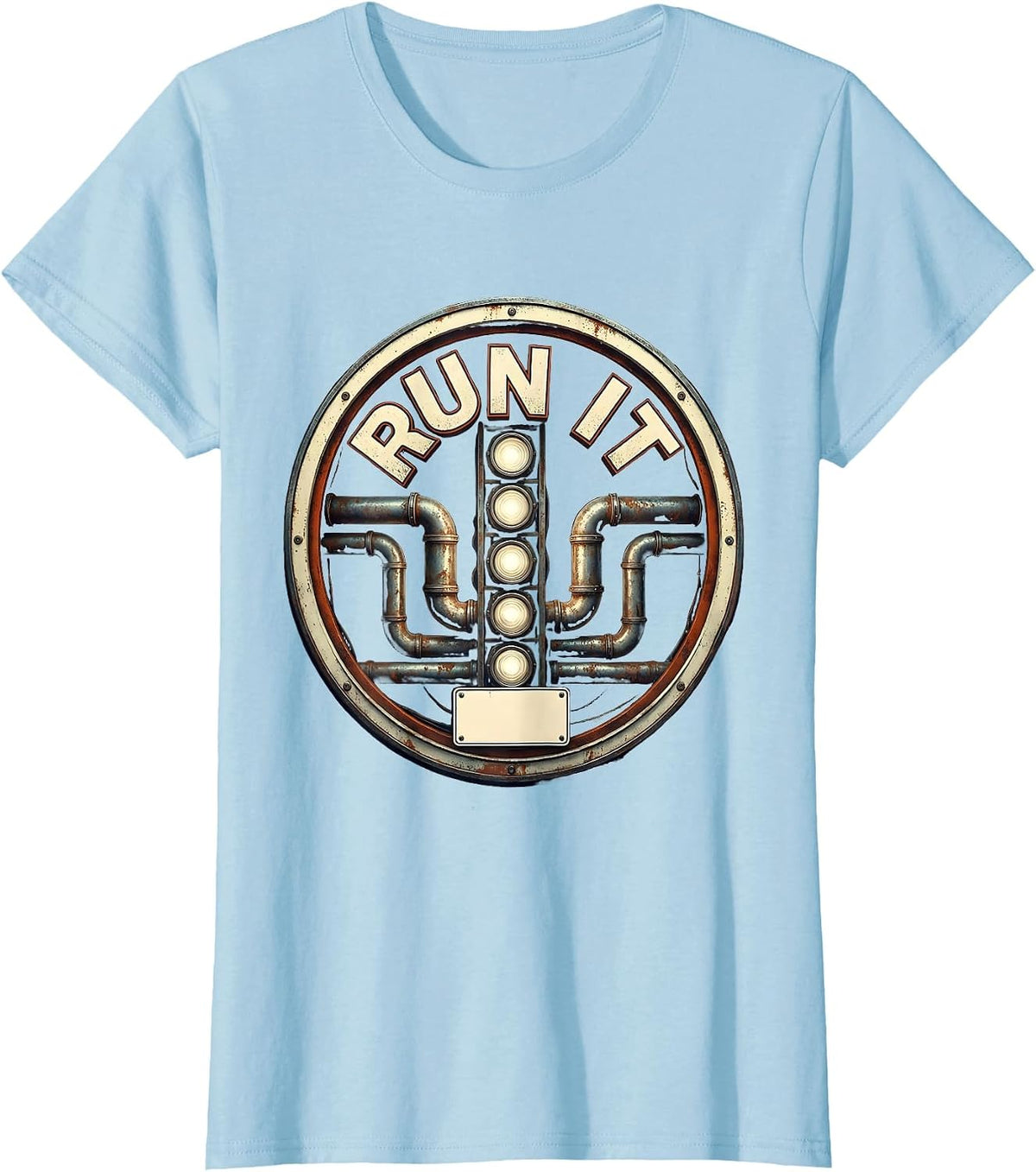 Run It Vintage Retro Muscle Car Drag Racing Enthusiast Humor T-Shirt - Baby Blue