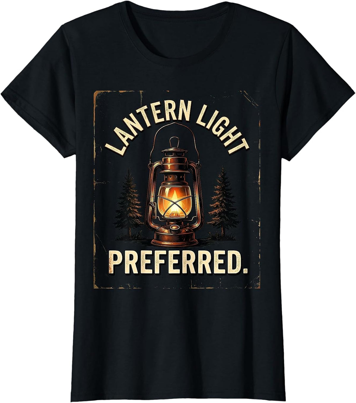 Lantern Light Preferred Camping Design T-Shirt - Black
