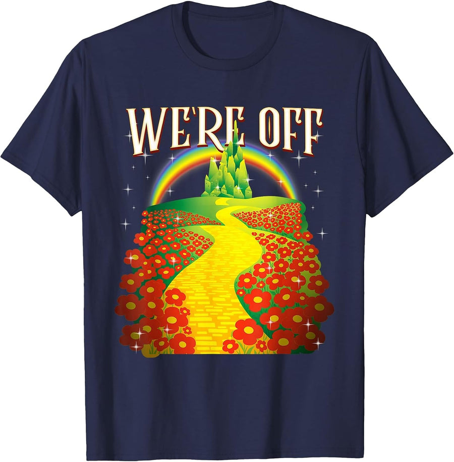 Funny We're Off Yellow Path Brick Wizard Literature School T-Shirt - Navy Blue