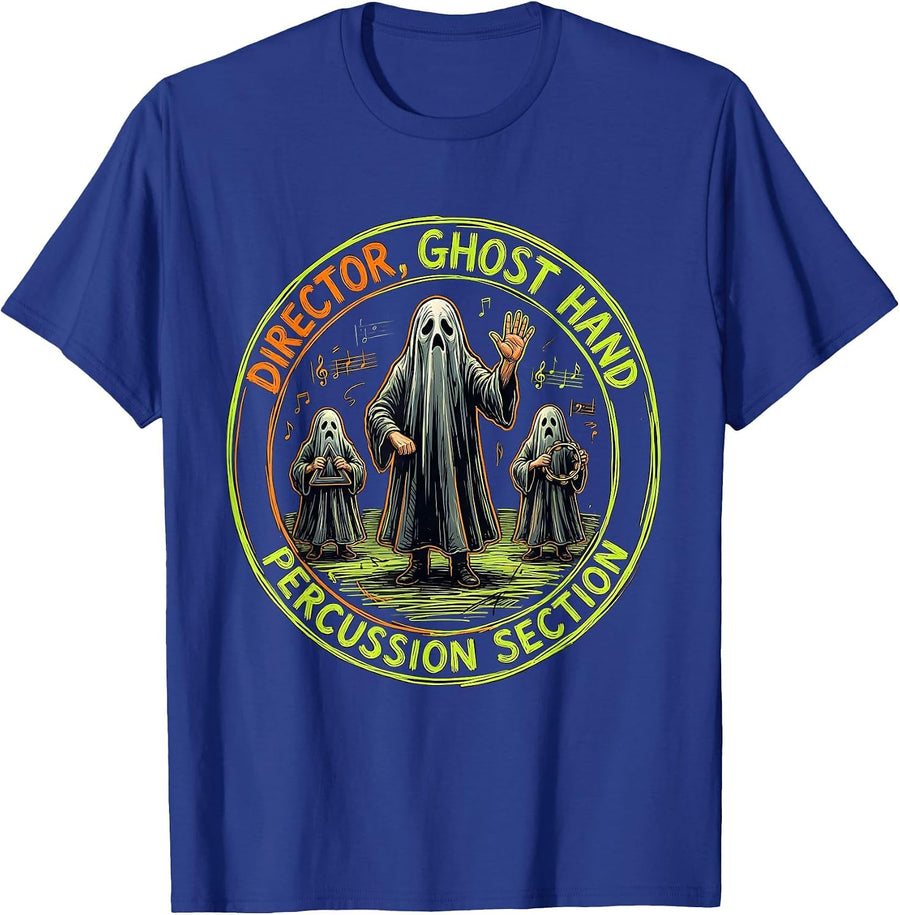 Director, Ghost Hand Percussion Section Music Teacher T-Shirt - Royal Blue