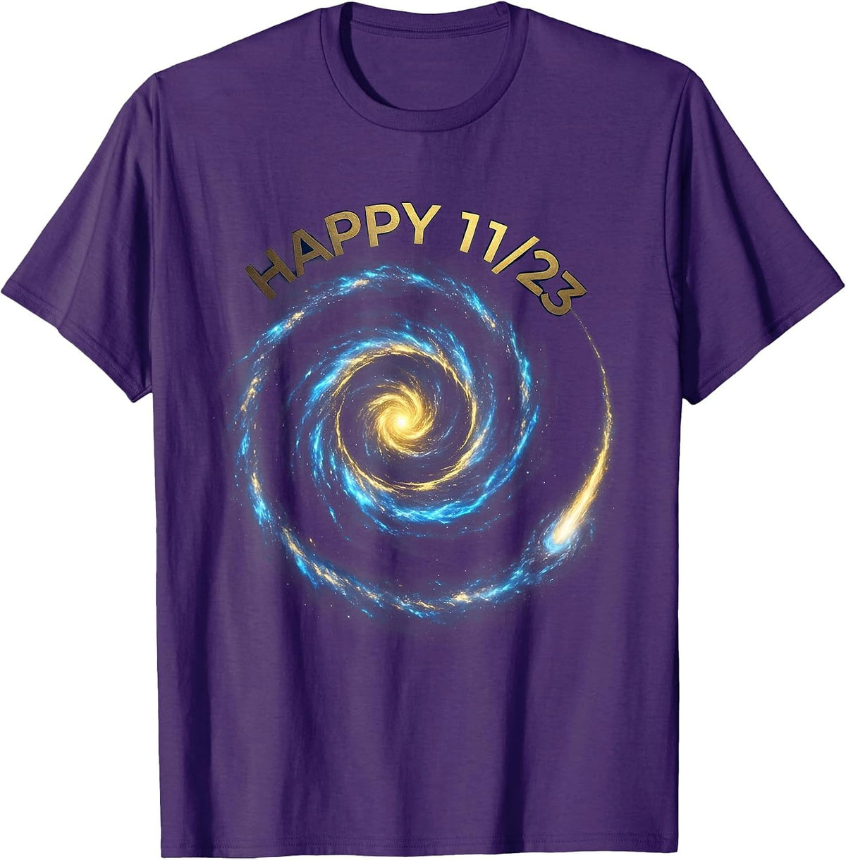 Happy 11/23 Cosmic Fibonacci Spiral Sacred Geometry Math T-Shirt - Purple