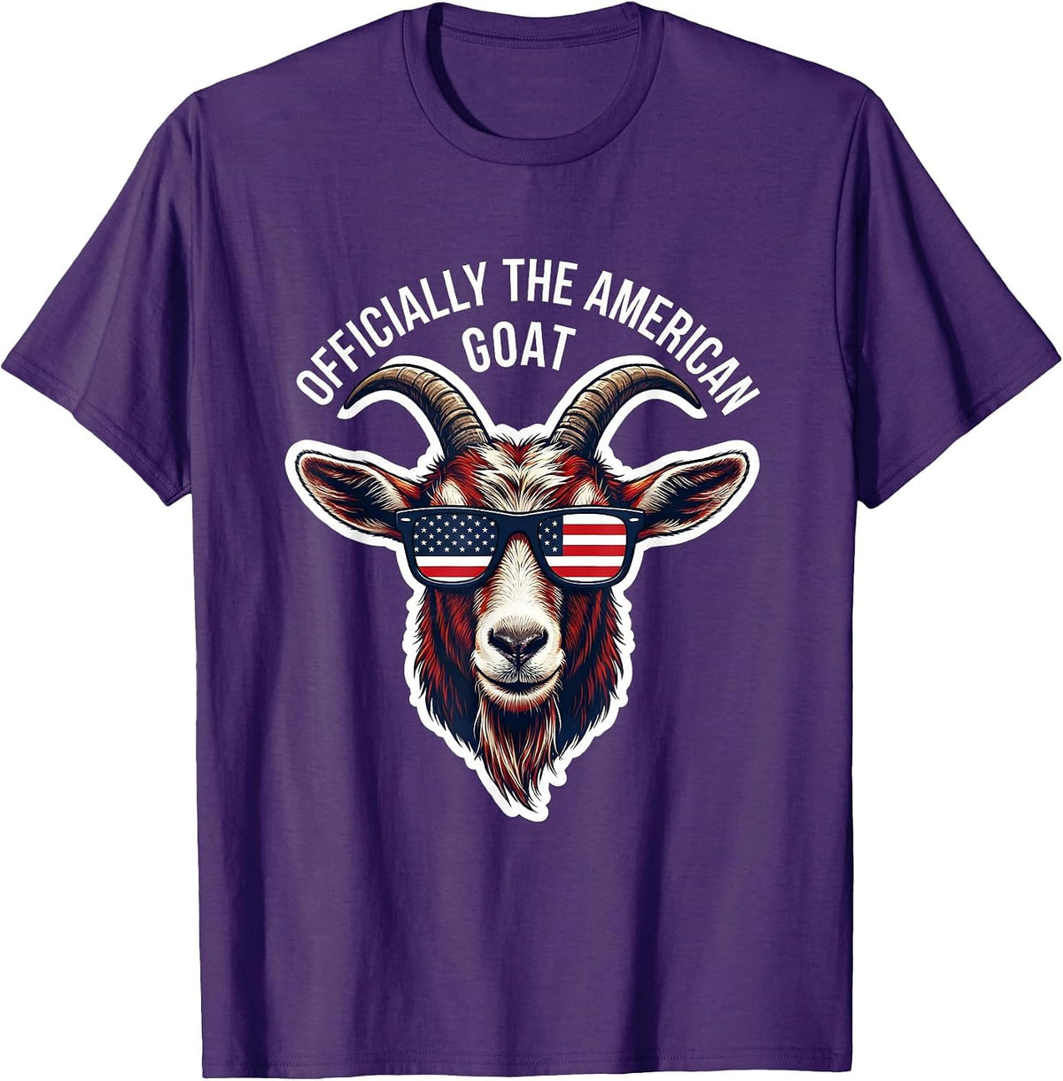 Officially the American GOAT Funny Goat with Patriotic T-Shirt - Purple