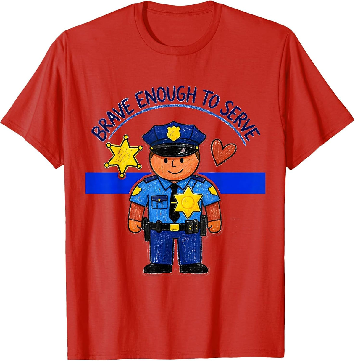 Men's Brave Enough To Serve Thin Blue Line Design T-Shirt - Red