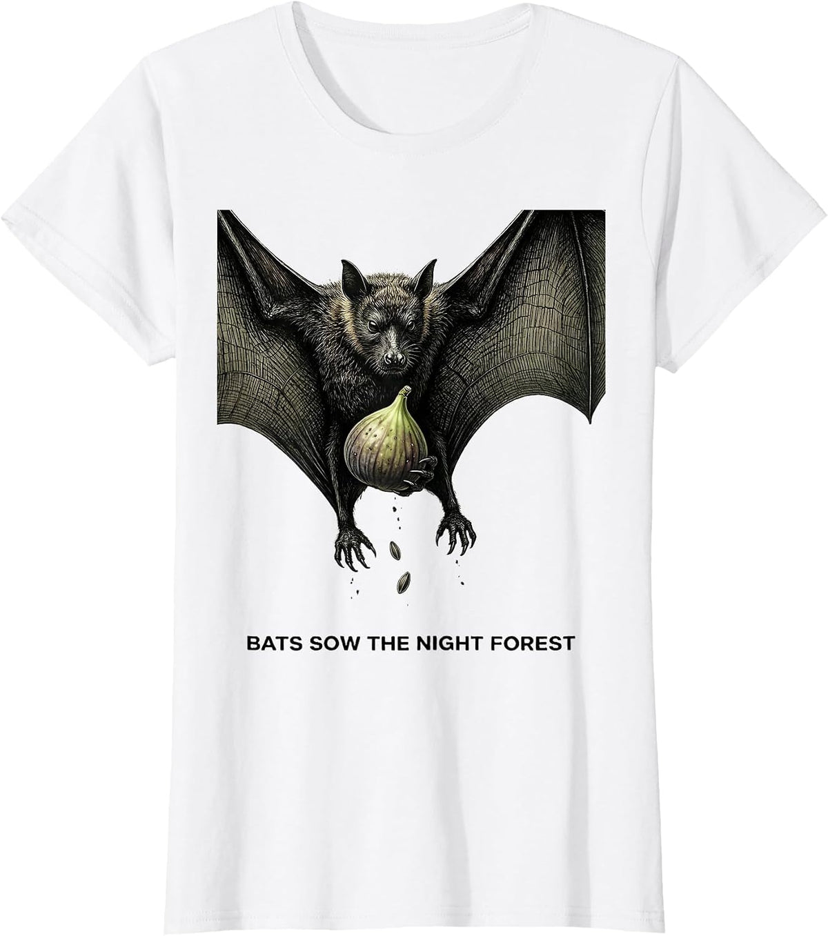 Bats Sow The Night Forest Vintage Bat Lover Halloween Nature T-Shirt - White