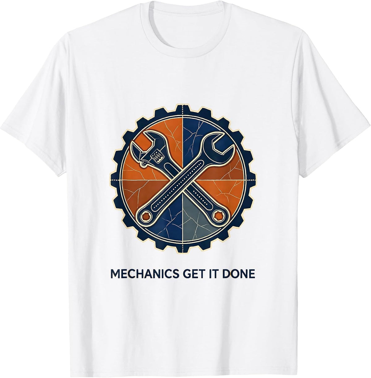Men's Mechanics Get It Done Bold Mechanic Design T-Shirt - White