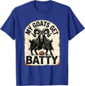 My Goats Get Batty Funny Goat Ghost Halloween Farmer Spooky T-Shirt - Royal Blue