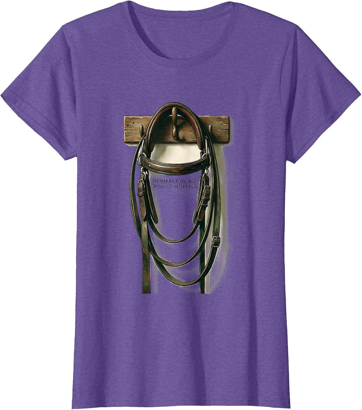 My Whole Paycheck Hangs On That Hook Vintage Horse Lover T-Shirt - Purple Heather
