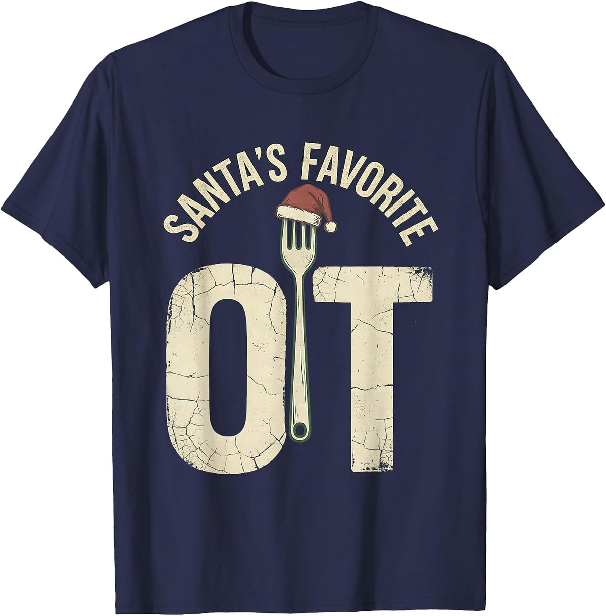 Santa's Favorite OT Distressed Occupational Therapy T-Shirt - Navy Blue