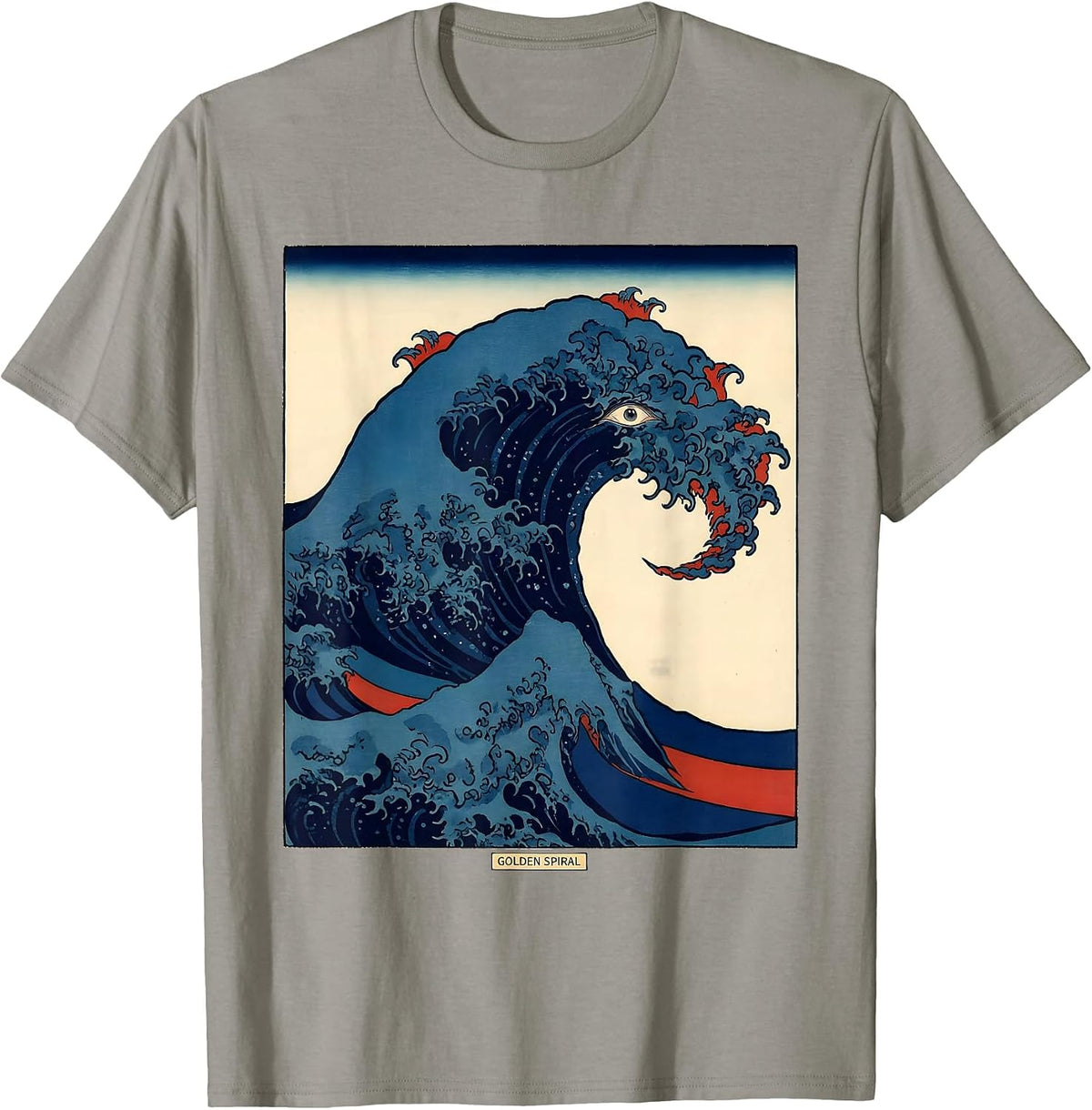 Men's Golden Spiral Ukiyo-e Math Enthusiast Sacred Geometry Design T-Shirt - Slate Grey