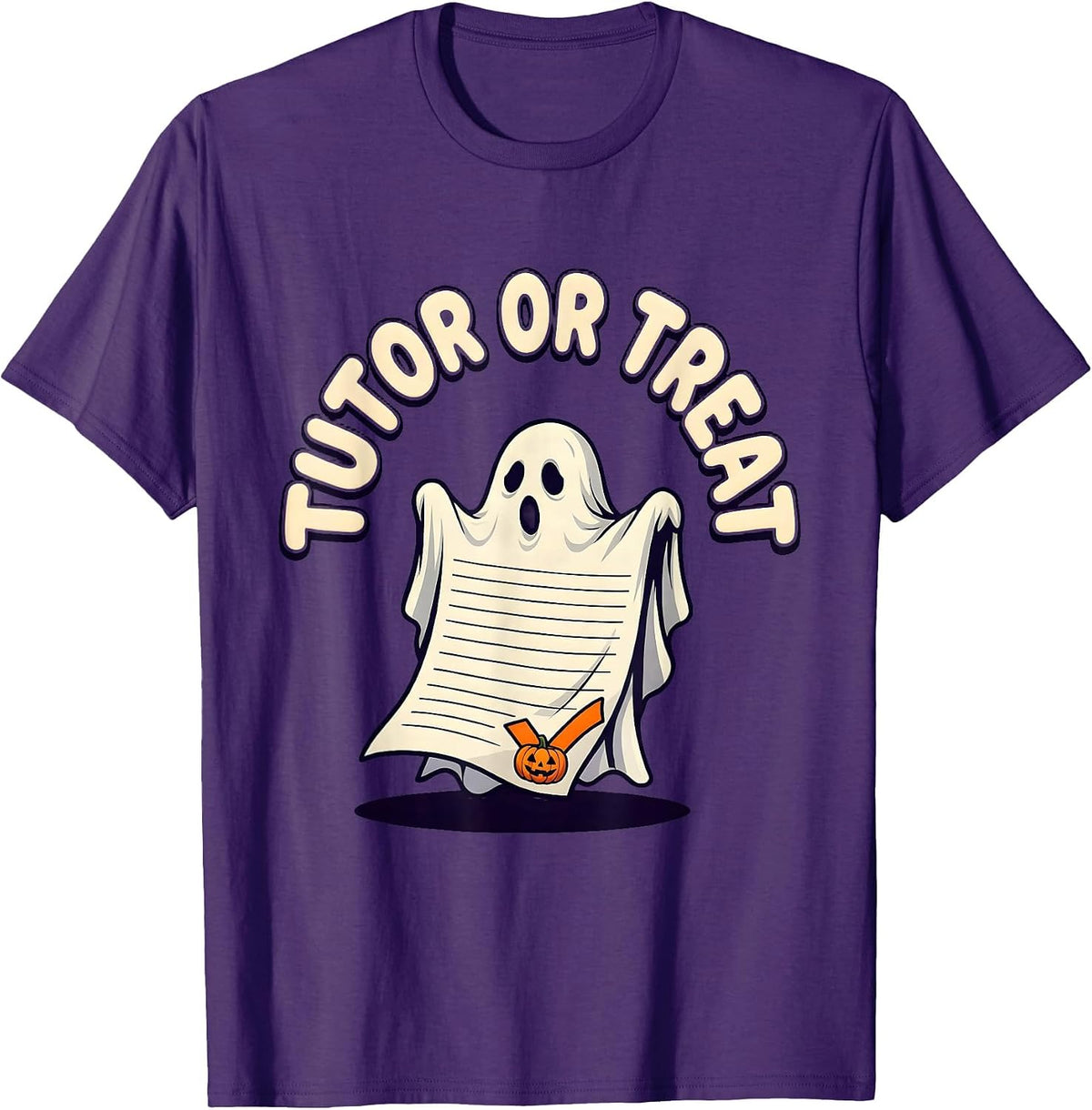 Men's Tutor Or Treat Funny Teacher Halloween Ghost Costume T-Shirt - Purple