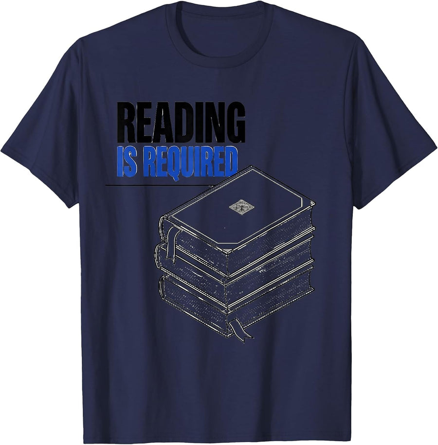 Reading Is Required English Lit Teacher Swiss International T-Shirt - Navy Blue