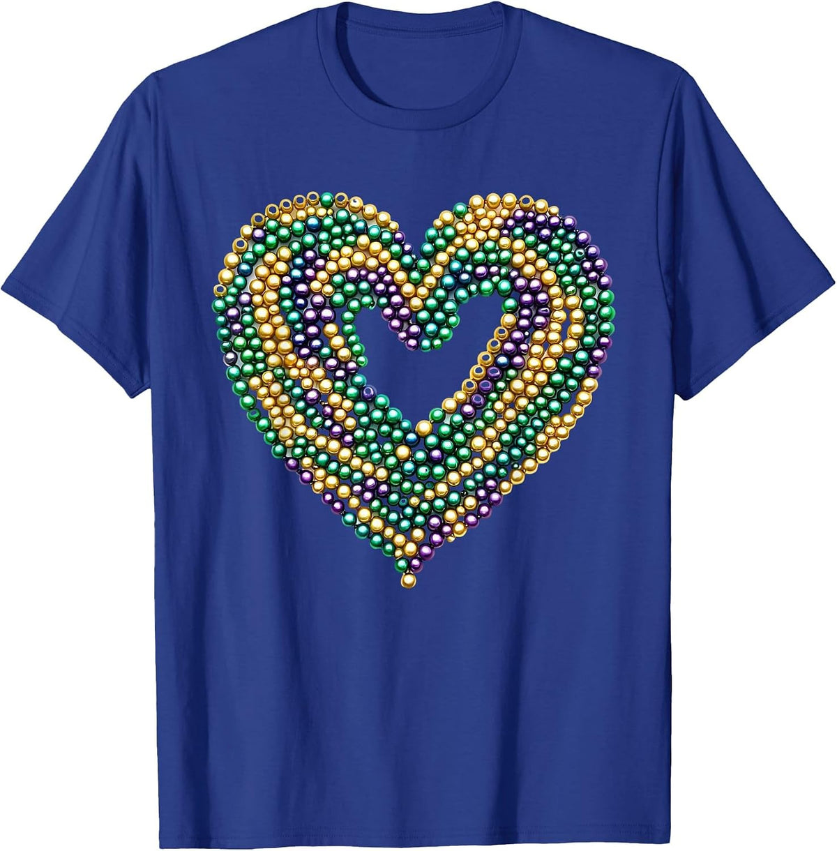 New Orleans Love Heart Mardi Gras NOLA Bourbon Street T-Shirt - Royal Blue