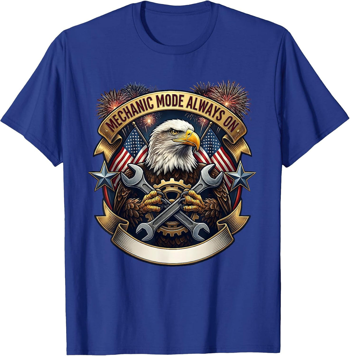 Mechanic Mode Always On Garage Life Design T-Shirt - Royal Blue