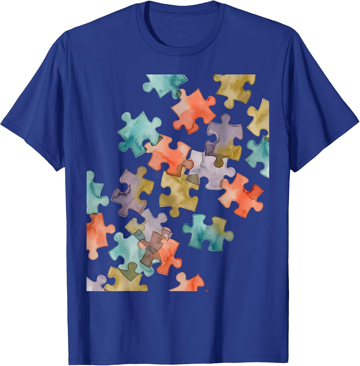 Neurodiversity Puzzle Pieces Graphic Design T-Shirt - Royal Blue