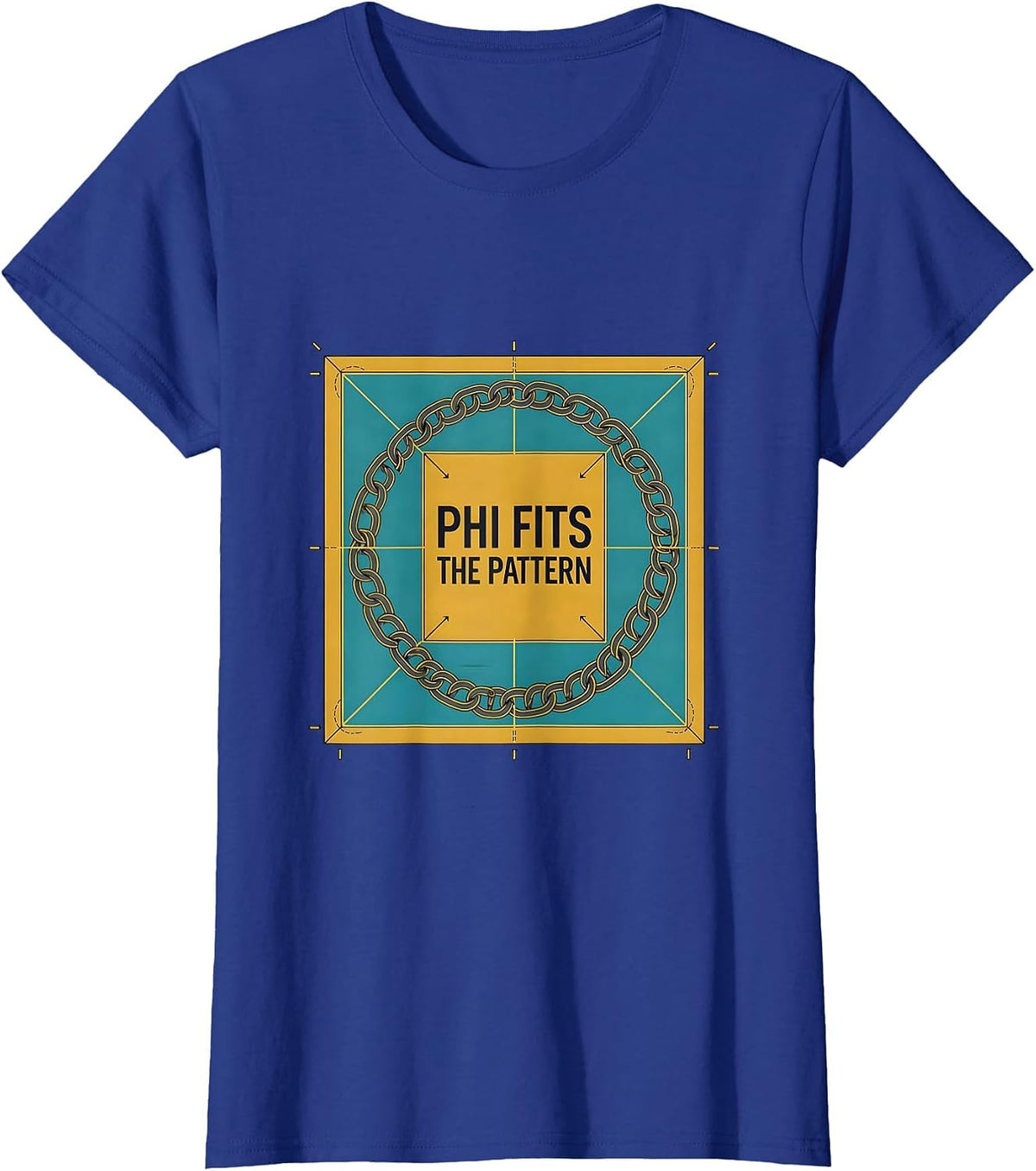 Women's Phi Fits The Pattern Math Sacred Geometry Fibonacci Spiral T-Shirt - Royal Blue