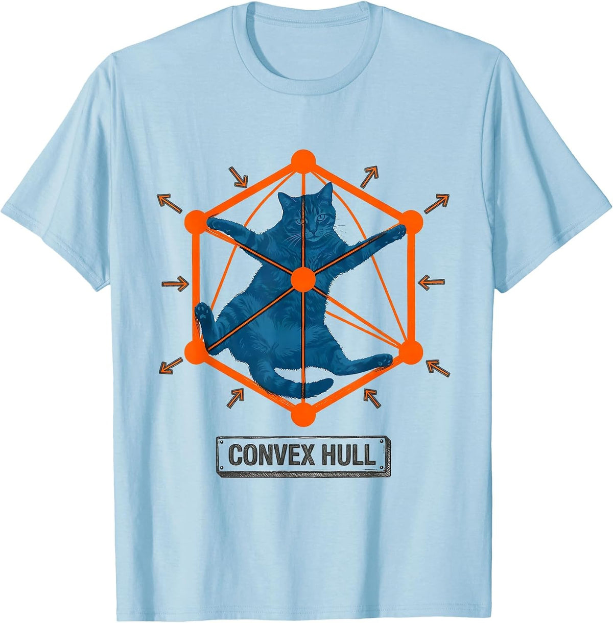 Men's Convex Hull Funny Cat Math Science Teacher Gift T-Shirt - Baby Blue