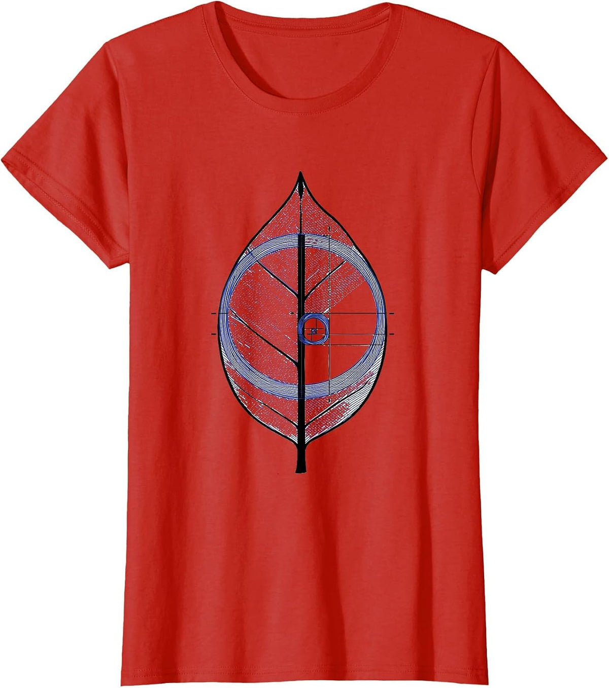 Women's Fibonacci Golden Ratio Spiral Sacred Geometry Math Lover T-Shirt - Red