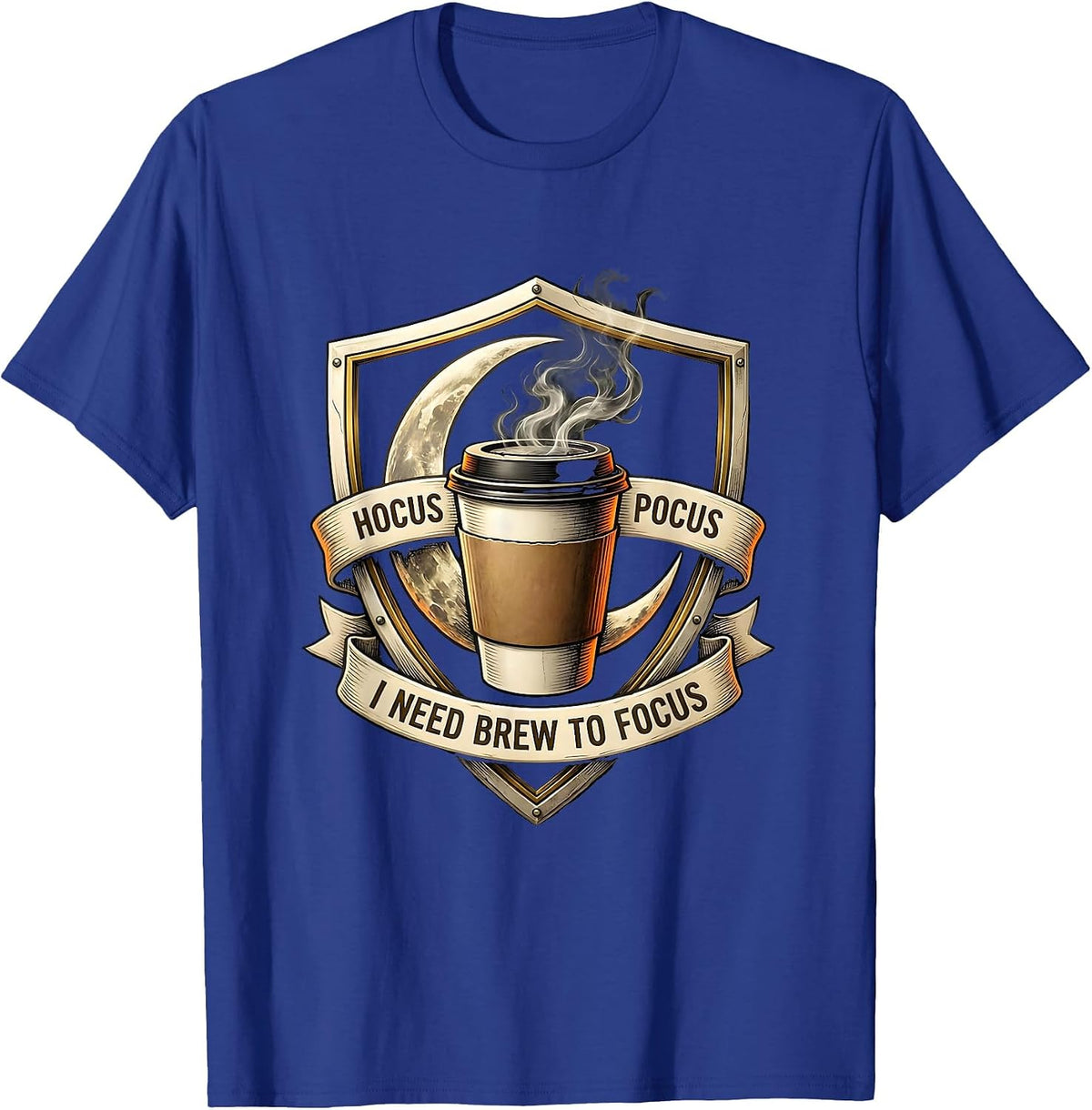 Men's Hocus Pocus I Need Brew To Focus Funny Halloween Teacher T-Shirt - Royal Blue