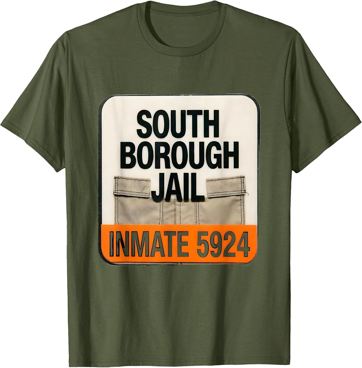 South Borough Jail Inmate 5924 Funny Halloween Prisoner T-Shirt - Olive Green
