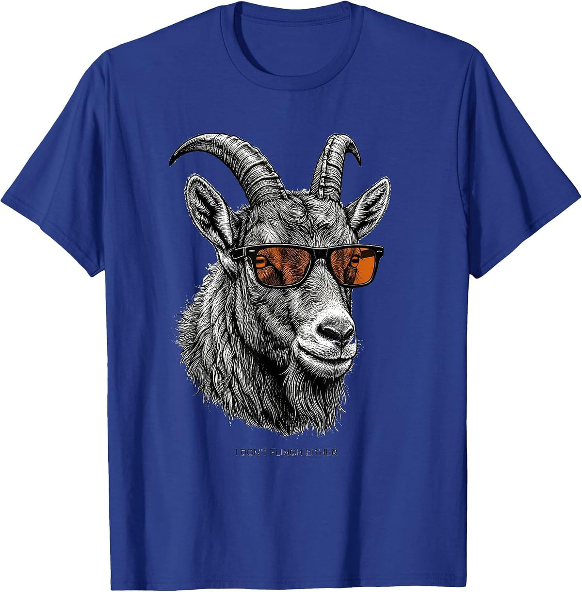 I Don't Flinch Either Cool Mountain Goat Wearing Sunglasses T-Shirt - Royal Blue