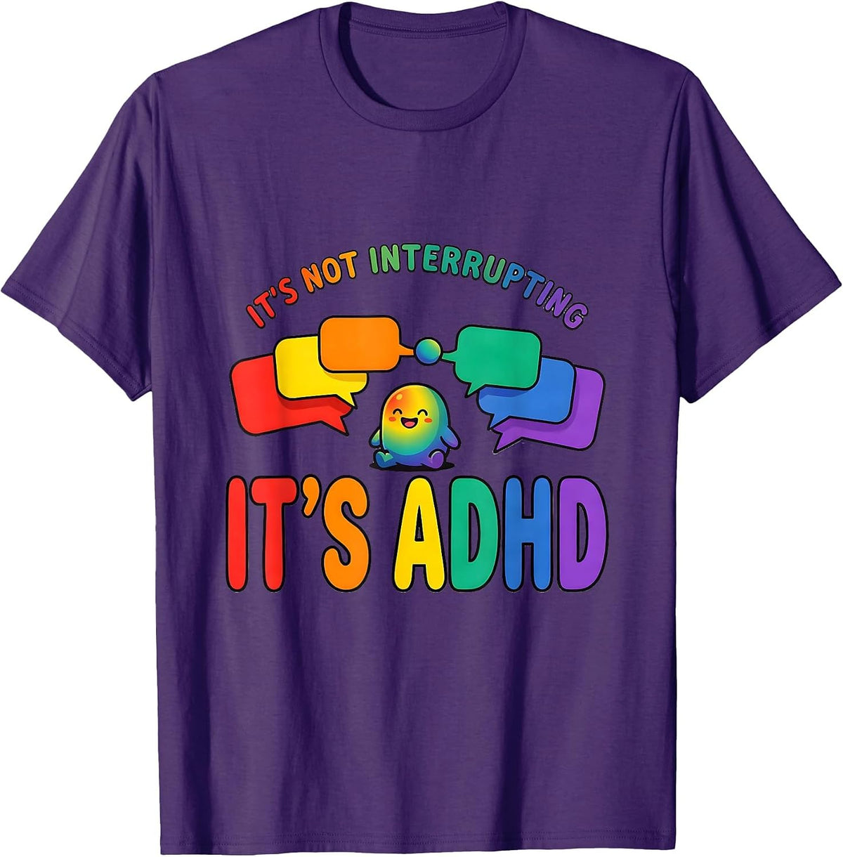 Men's It's Not Interrupting It's ADHD Funny Neurodiversity ADHD T-Shirt - Purple