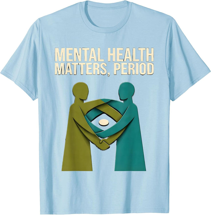 Men's Mental Health Matters Period Midcentury Modern Awareness T-Shirt - Baby Blue