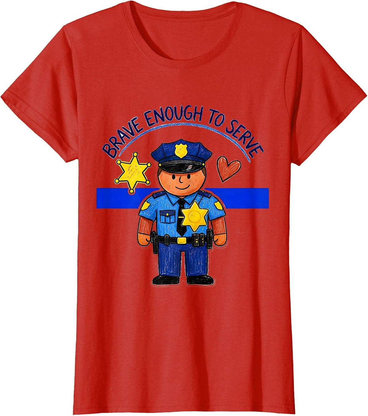 Women's Brave Enough To Serve Thin Blue Line Design T-Shirt - Red
