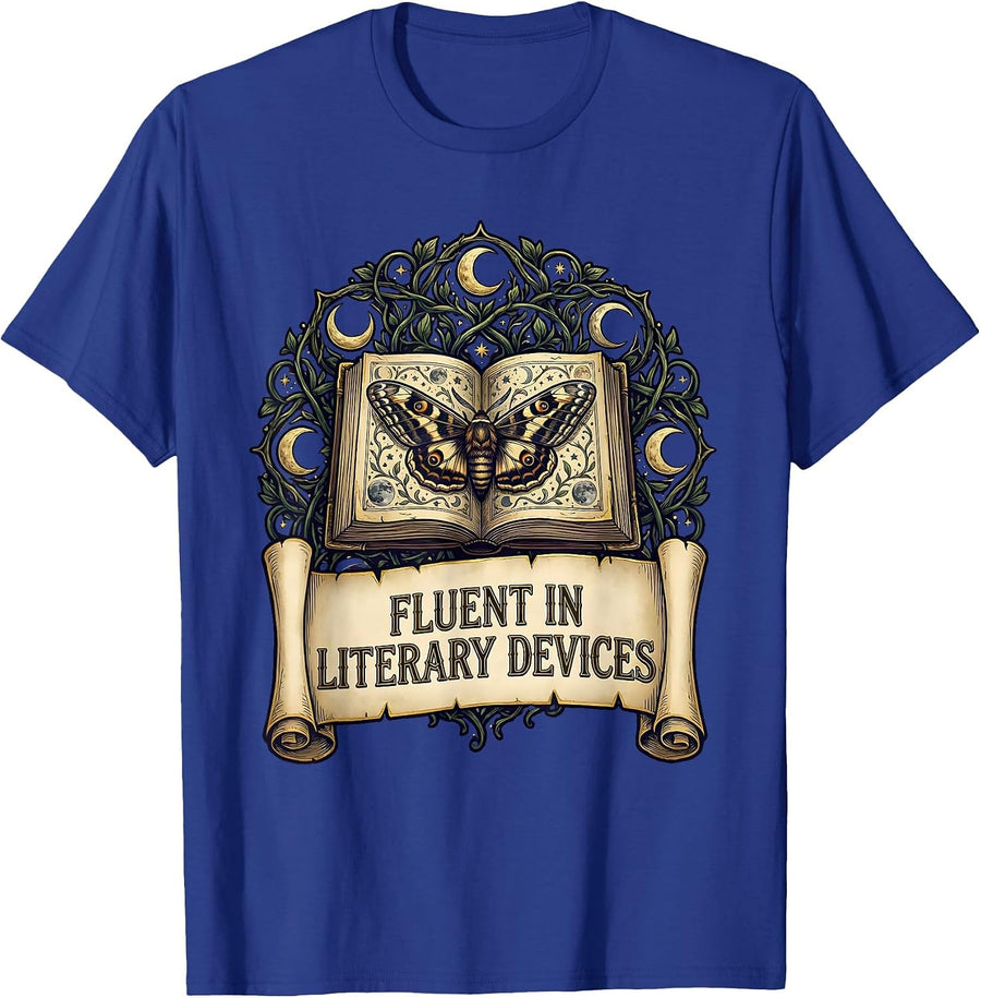 Fluent In Literary Devices English Teacher Design T-Shirt - Royal Blue