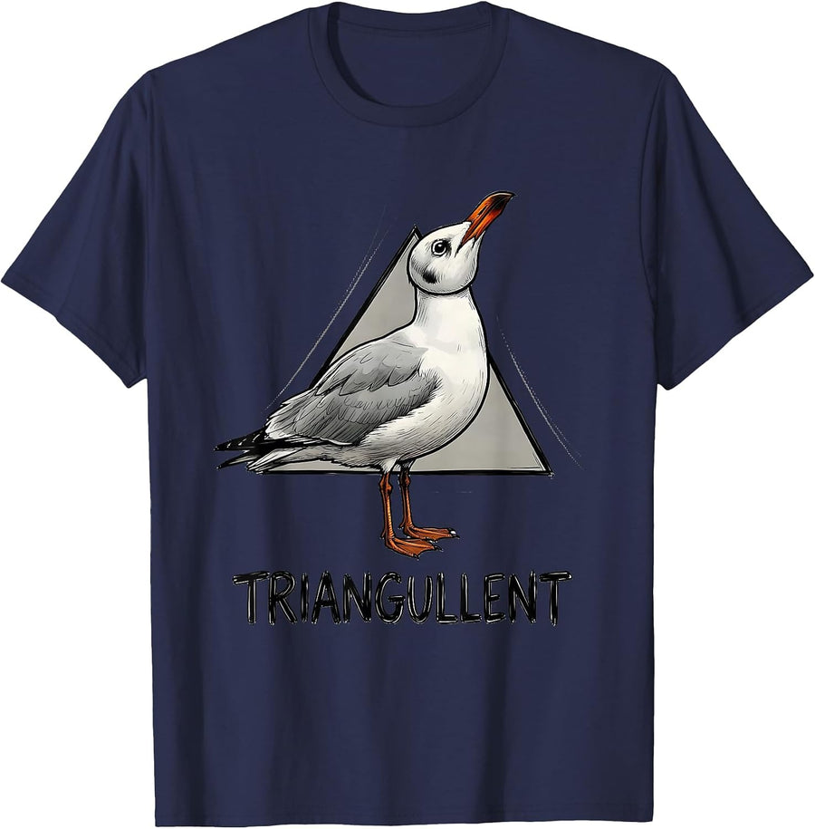 Triangullent Funny Bird Pun Math Teacher Geometry Humor T-Shirt - Navy Blue