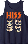 Hiss Funny Cats Kittens Rock Rockin Tank Top - Navy Blue