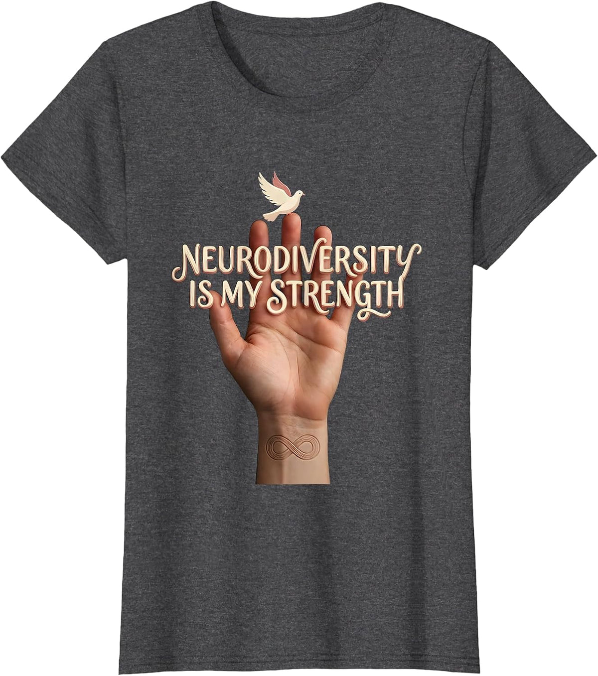 Women's Neurodiversity Is My Strength Autism Awareness T-Shirt - Dark Heather Grey