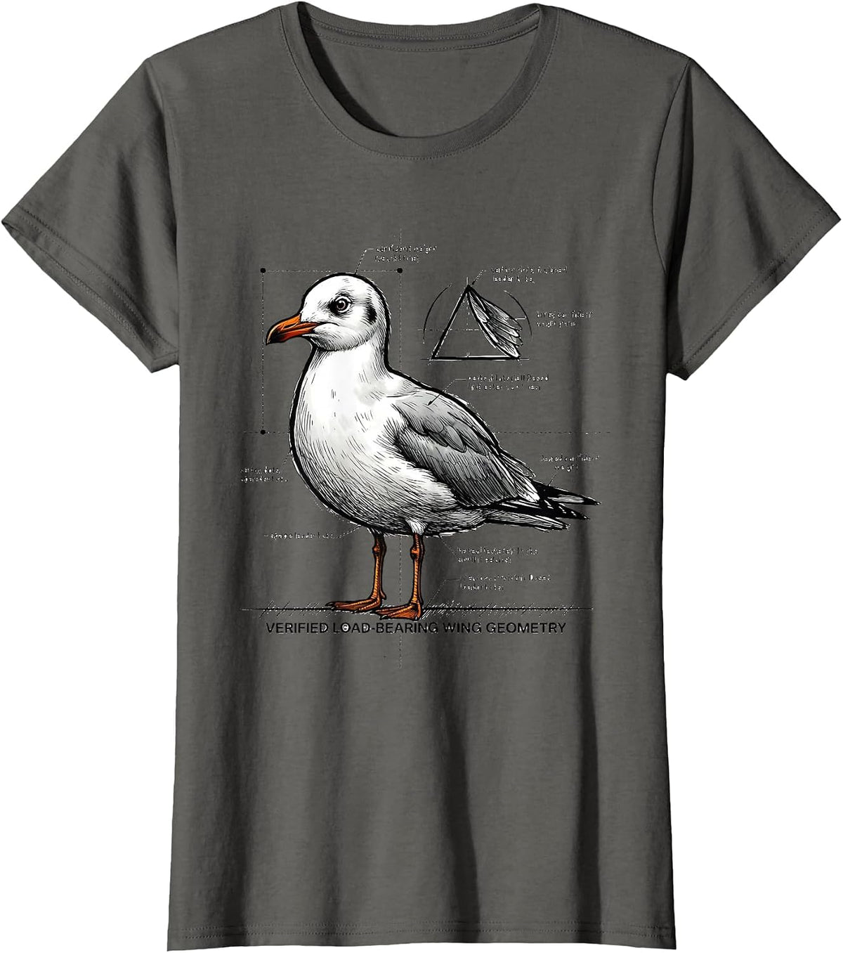 Women's Verified Load-Bearing Wing Geometry Funny Math Teacher Bird T-Shirt - Asphalt Grey