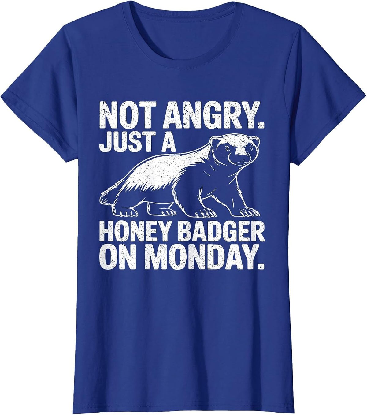 Not Angry Just Honey Badger On Monday Funny Work Week Meme T-Shirt - Royal Blue