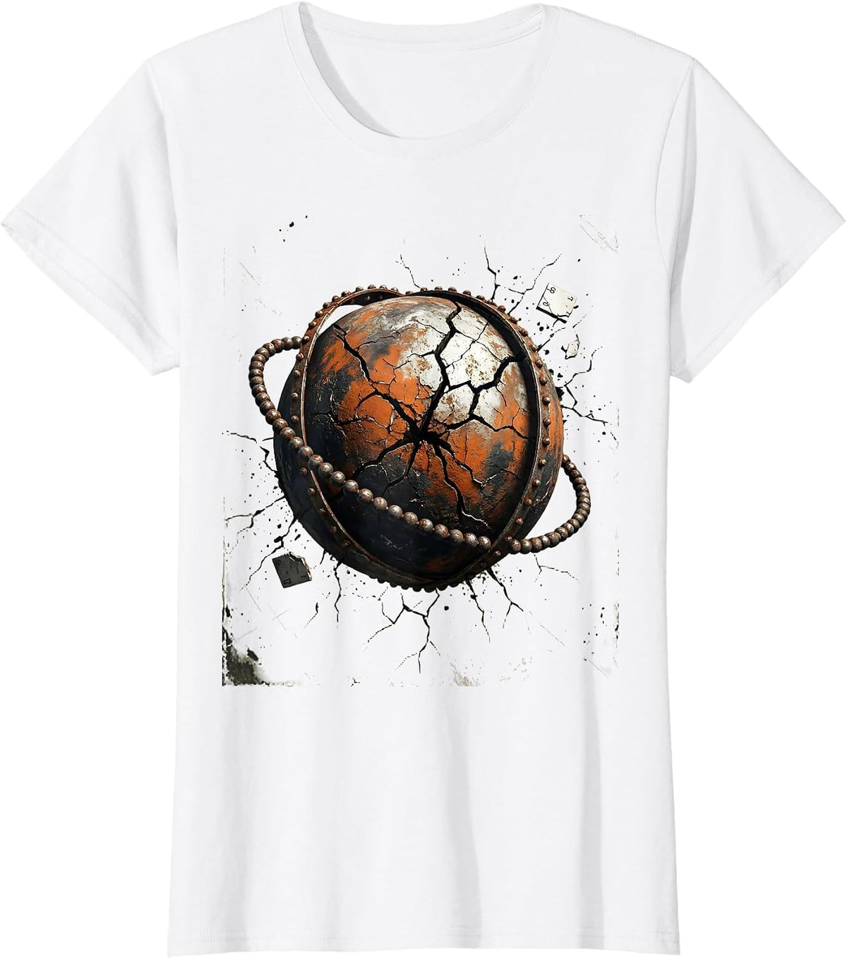 Distressed Atomic Orb Chemistry Nerd Humor T-Shirt - White