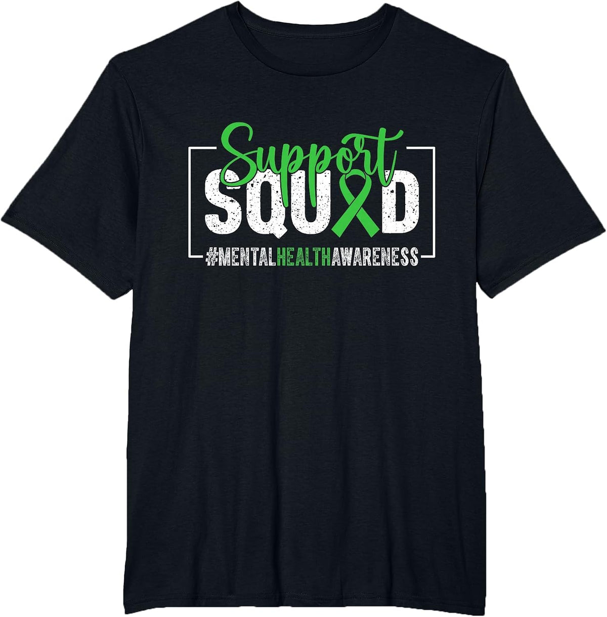 Support Squad Mental Health Awareness Ribbon T-Shirt - Black