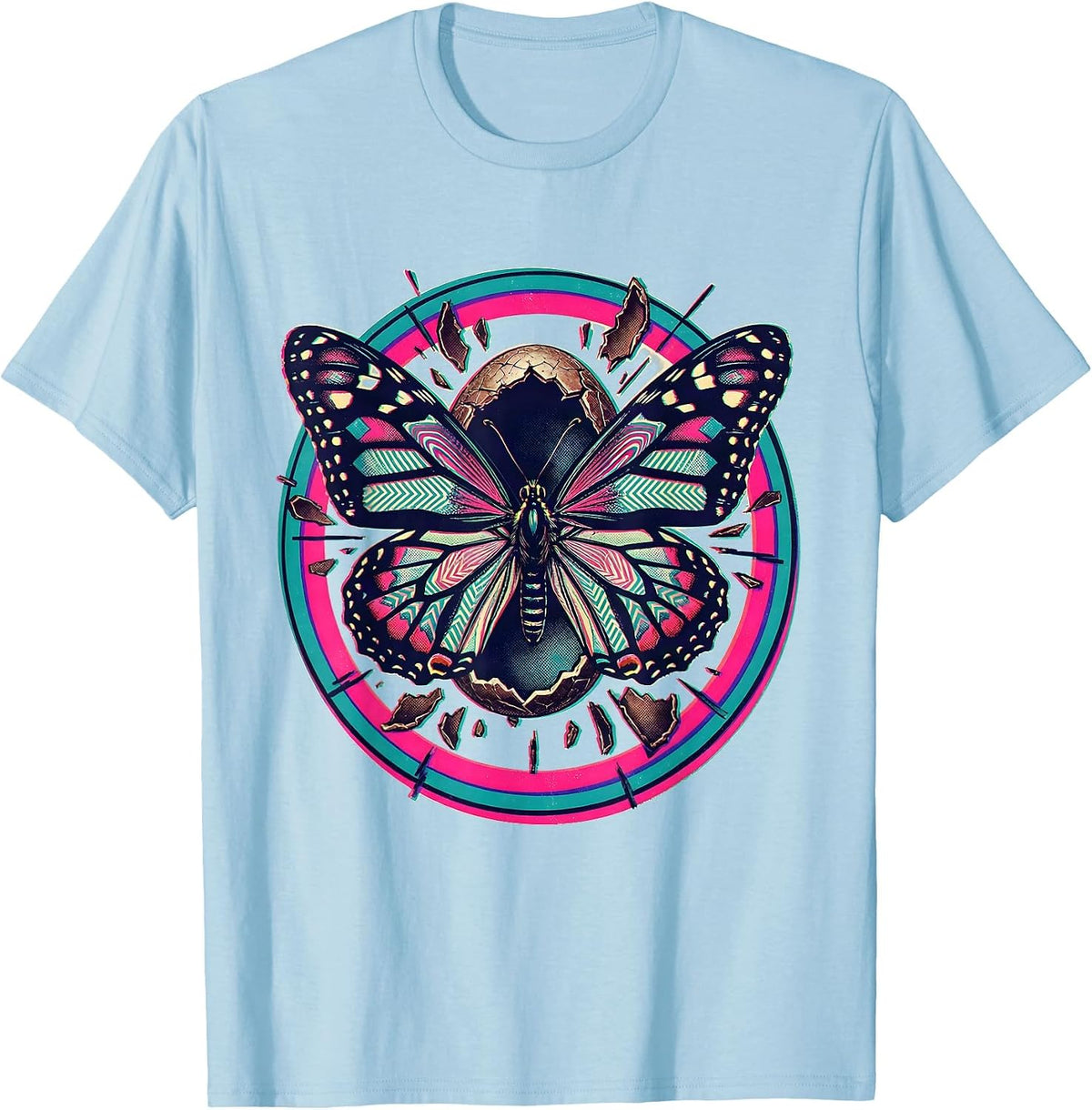 Men's Neurodiversity Kaleidoscope Butterfly Cocoon Art T-Shirt - Baby Blue