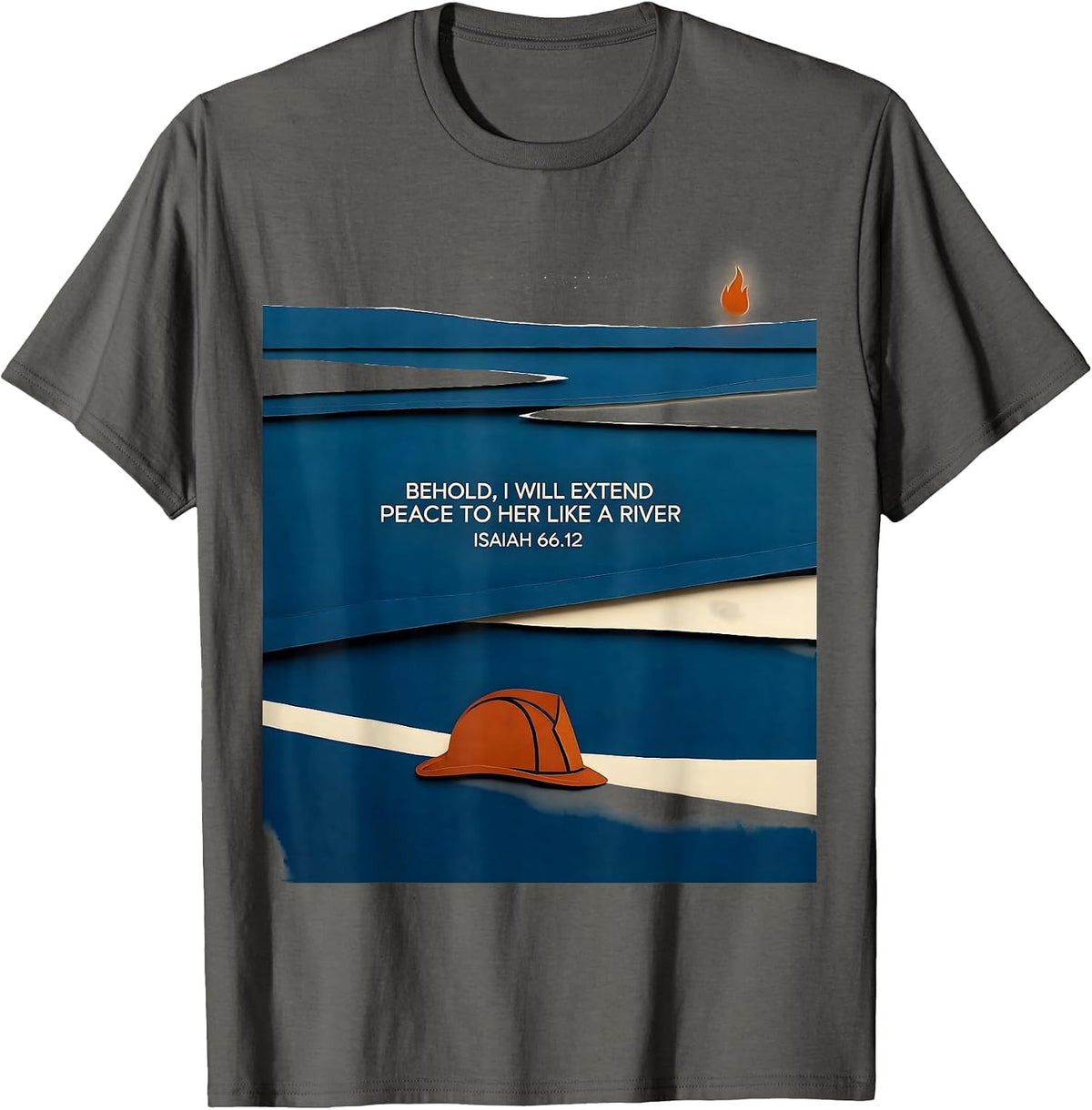 Behold I Will Extend Peace Christian First Responder Faith T-Shirt - Asphalt Grey