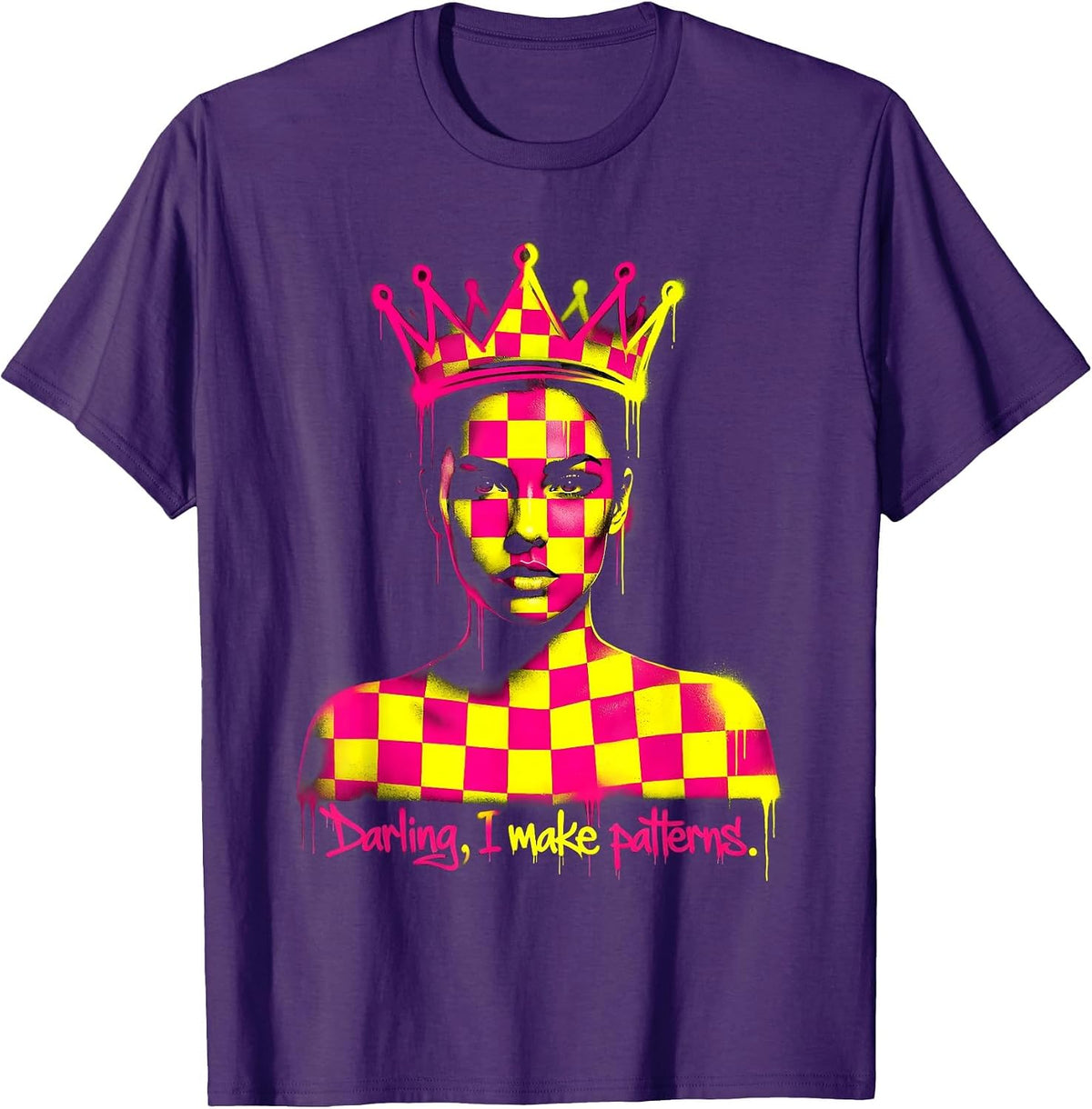 Men's Darling I Make Patterns Checkered Design T-Shirt - Purple