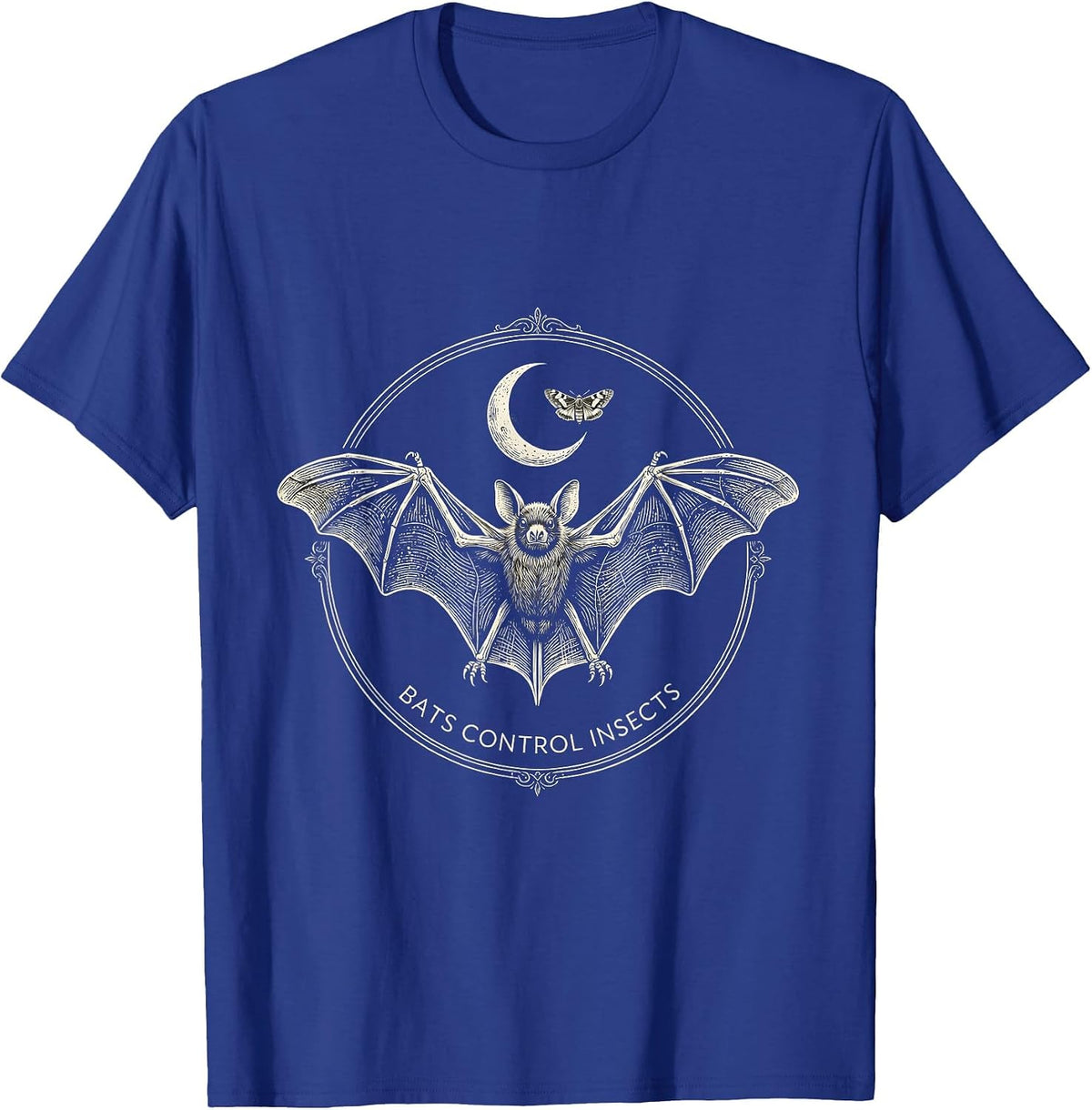 Men's Bats Control Insects Mystic Celestial Bat Lover Halloween T-Shirt - Royal Blue