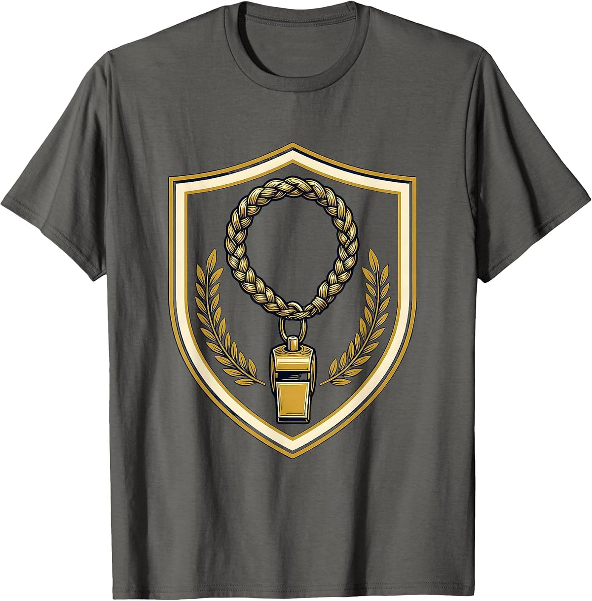 Whistle On Lanyard Coach Illustration Graphic T-Shirt - Asphalt Grey