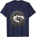 Cute Hedgehog Line Art Animal Lover Gift T-Shirt - Navy Blue