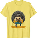 Men's Cute Hedgehog Midcentury Modern Animal Humor Gift T-Shirt - Lemon Yellow