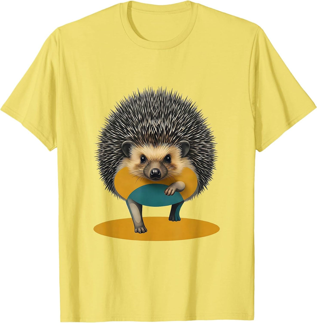 Men's Cute Hedgehog Midcentury Modern Animal Humor Gift T-Shirt - Lemon Yellow