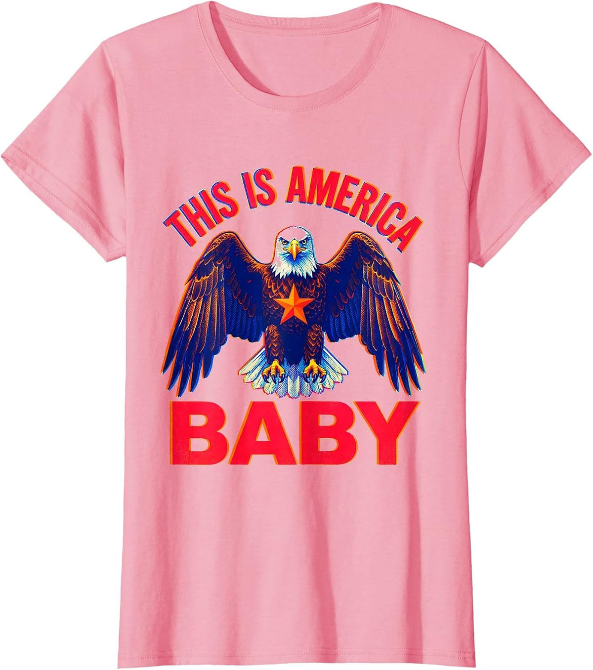 This Is America Baby Patriotic Graphic Design T-Shirt, Women, Pink, XX-Large - As Pictured