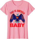 This Is America Baby Patriotic Graphic Design T-Shirt, Women, Pink, Large - As Pictured
