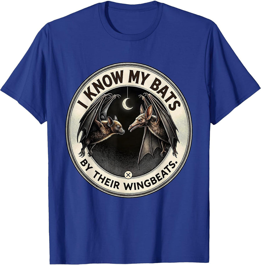I Know My Bats By Their Wingbeats Vintage Bat Lover T-Shirt - Royal Blue