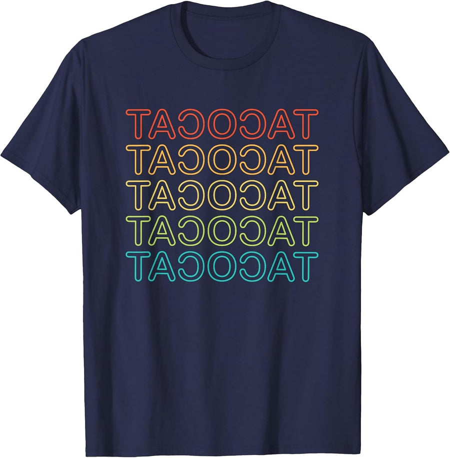 Tacocat Spelled Backwards Shirt Vintage Taco Cat Kids Men T-Shirt - Navy Blue